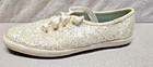 Keds X Kate Spade Shoe Size 8 Silver Glitter Ivory Casual Low-top Casual Sneaker