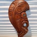 Vintage New Zealand Wahaika Maori Patu Club Wood Handle W Carved Abalone 12 5 