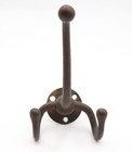 Vintage Dark Brass Triple Arm Coat   Hat Wall Hook