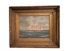 Antique Maritime 19th C  Oil Painting Old Master Realism Brittish Seascape Gilt