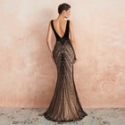Sexy Black Mermaid V Neck Lace Sequins Evening Prom Party Dress Celebrity Gowns