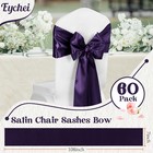 Eychei 60x Purple Satin Chair Sashes Bows  7x108 Inch Wedding Party Decor