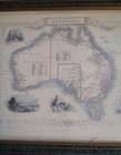 Framed 1850 s Map Of Australia - Photolithographic Print Produced In  1988 