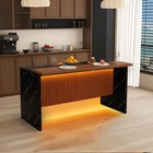 63   Kitchen Island Marble Look Led Lights Modern Dining Table Black