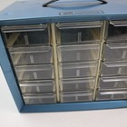 Vintage Akro-mils 15 Drawer Cabinet Blue Metal Small Parts Storage Bin Organizer