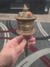 Antique Tibetan Prayer Wheel Silver Filigree  Coral 