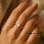 Lab Created Moissanite Ring 925 Sterling Silver Yellow Gold Plated Ring