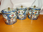 3 Vintage Matching Daher Floral Tin Container W lid Gold Trim Made In England 5 