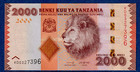 Tanzania 2000 Shillings   2020    P-42  new  Unc Banknote - Lion