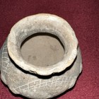 Rare Vintage Ecuadorian Pre-columbian Clay Etch Designed Pottery Vase 