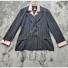Vintage Suits Us Pant Suit Womens 8 Gray Pink Pin Stripe Double Breasted Office