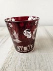 Egermann Red Bohemian Cut Glass Ice Bucket Vintage Bird Building Cranberry Ruby