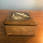 Vintage Wood   Lucite Trinket Box Design Shells   Birds Made In Usa Design Gifts