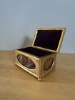 Antique 1890 French Art Nouveau Gilt  Bronze Agate Stone Hinged  Box