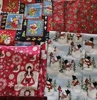 Lot Of 6 Pieces Of Christmas Cotton Fabric Mixed Designs Over 6 Yards Total 