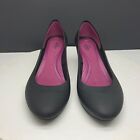 Crocs Lina Shoes Womens 9 Black Wedge Heel Slip On Dual Comfort