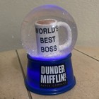 The Office Dunder Mifflin Worlds Best Boss Snow Globe   Hallmark Ornament Set