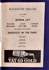 May 1965 Barefoot In The Park Playbill Blackstone Theatre Myrna Loy