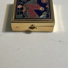 Vintage Enamel   Brass Unicorn Pill Box  Divided Trinket Box  Art Deco Gold Tone