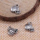 60pcs Antique Silver Tone 2 Sided Pumpkin Charm Pendant Ggs26