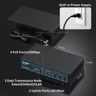 6 Port Poe Switch  4 Ports 10 100mbps Poe  2 Ethernet Uplink  Total Power Budget