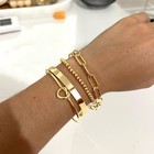 Reoxvo Gold Layered Stack Bangle Cuff Bracelets For Women Non One Size 