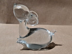 Vintage Clear Hand Blown Art Glass Mouse Paperweight Figurine Polished Bottom