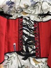 Adore Me Overbust Lace-up Lace Corset Red black 1x Boned Back Closure