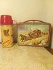 1961 American Thermos Lawman Metal Lunchbox With Near Mint Thermos
