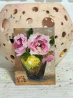 Aceo Original Oil Painting Peonies Flowers Vase Art Impasto Signed
