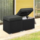 Set Of 2 Wicker Ottomans With Hidden Storage  Patio Footstools W cushion Outdoor