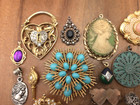 Vintage - Now 25 Piece Victorian Style Pendants Pins Craft Jewelry Making Lot 10