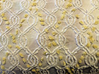 Vintage Bedspread W white Chenille Tufts   Yellow Hobnails And Fringed Hemline