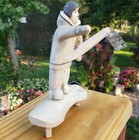 Vtg Inuit Carved Fisherman Hunter Sculpture Eskimo Art Carving Eekerkik Canada