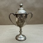 Vintage Blank Trophy Show Silver Plated Cup Antique Decor Victory With Cap