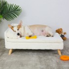 Modern Pet Sofa Low Back Lounging Bed With Removable Cushion Pillow For Dog Cat