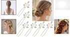 Elegant 6 Pcs Pearl Crystal Hair Pins - Gold Rhinestone Wedding Accessories