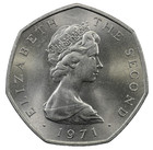 Isle Of Man - 50 New Pence - 1971 - Unc - Viking Ship