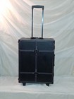 Black Rolling Makeup Case Trolley With Handle And Lighted Mirror