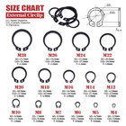 150-pcs Alloy Steel External Circlip Snap Retaining Clip Ring Assortment Kit