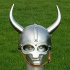 Medieval 18 Gauge Steel Knight Fantasy Viking Helmet With Metal Horns