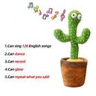 Dancing Cactus Repeat Talk Sing Glow Interactive Plush Toy For Kids   Usb   Usa