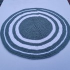Hand Made Crocheted Accent Rug 30  Round Rag Rug Knitted Sage Green White