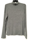 A New Day Womens L Gray Ribbed Long Sleeve Mock Neck Shirt Top Blouse Casual