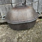 Vintage Century Silver Seal Hammered Aluminum Oval Roaster With Lid