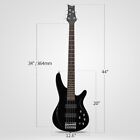 Black 5 String Electric Bass Guitar With 24 Fret Laurel Fretboard  H-h Pickups