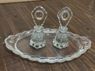 Vintage Le Beaded Medallion Glass Vanity Dresser Set Perfume Bottles   Tray 