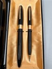 Vintage Sheaffer Snorkel Fountain Pen   Pencil Set     White Dot  Black  Palladium