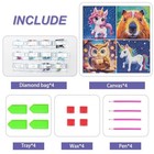  Diamond Painting Art Kit For Kids  4-pack Set 5d Diy Unicorn  Owl  Capybara