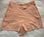 Vintage 1930s-1940s Handmade Peach Tap Pants With Floral Embroidery   Buttons S